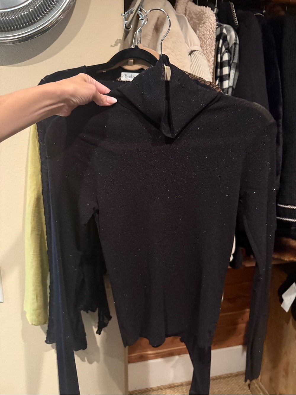Black Sparkle Turtleneck Women's Sweater